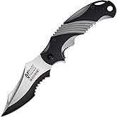 M:Tech USA Xtreme MX-A801GY Spring Assist Folding Knife, Two-Tone Half-Serrated Blade, Black and Grey Handle, 4.75-Inch Closed