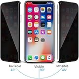 iPhone X iPhone Xs Privacy Screen Protector, MEBUYZ 3D Touch High Hardness Privacy Screen 0.4mm + Tempering Glass 0.3mm Easily Install & Waterproofing Light Screen Protector for iPhone X