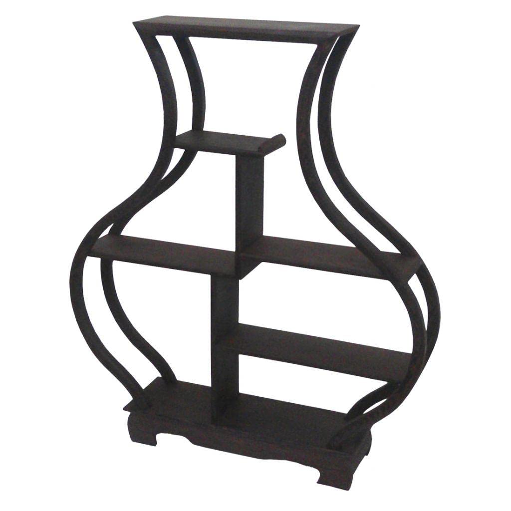 The Spice Cellar Wooden Curio or Netsuke Display Stand - Dark Grained Wood - Vase Shape - 28cm
