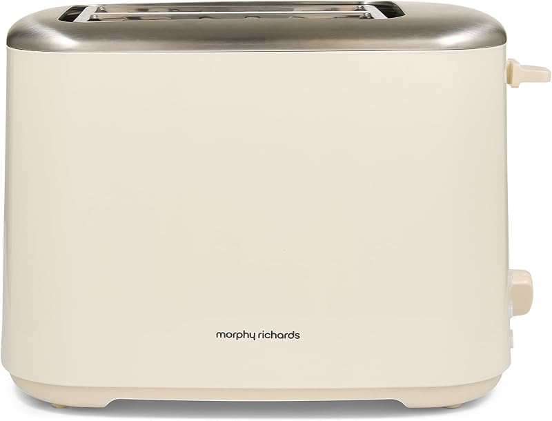 Morphy Richards Equip 2 Slice Toaster 800W Cream Defrost Reheat Browning