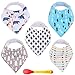Baby Bandana Drool Bibs | Eco Silicon Spoon – 5 Teething Bibs for Newborn Boys and Girls – Made of Natural Cotton and Soft Fleece - Unisex Patterns, Suitable as Baby Shower Gift Set (Unisex) by ILOVEM