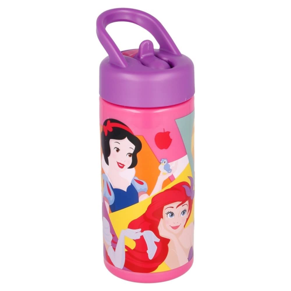 OM SUPPLIES Disney Princess Reusable Sipper Water Bottle Drink Bottle with built-in handle for Easy Carry School Lunch Kids Childrens 410ml (Princess)