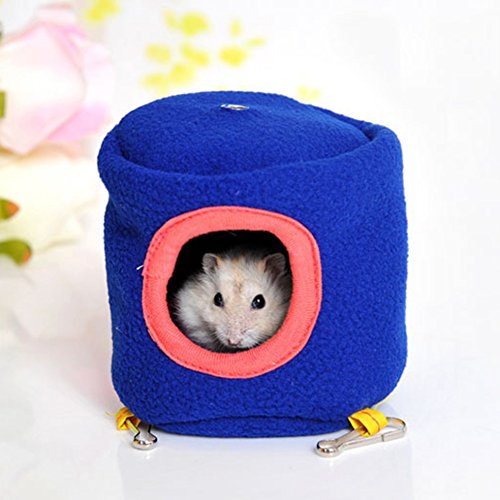 Bestanx Pet Hamster House Hammock Small Animals Mouse Squirrel Stump Type Warm Fleece Nest Hanging Bed in Winter (Randomly Colors) - Thumbnail 3