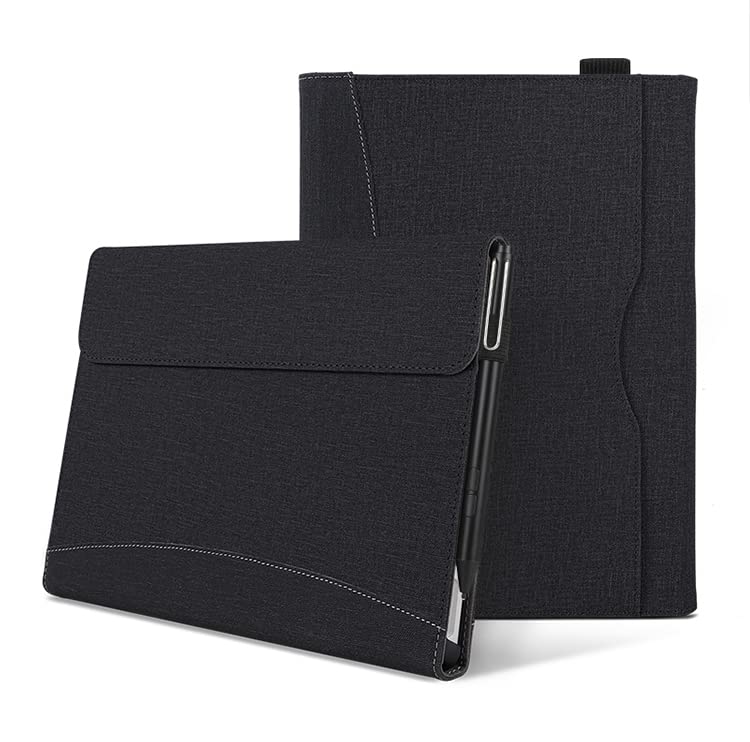 PboyiqiS Surface GO Case - 10.5 Inch Viewing Cover with Pocket & Stylus Holder (Black)