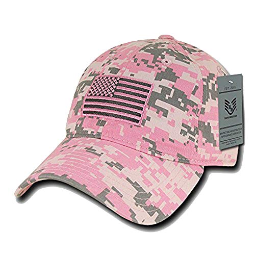 Rapid Dominance American Flag Embroidered Washed Cotton Baseball Cap - Pink Camo