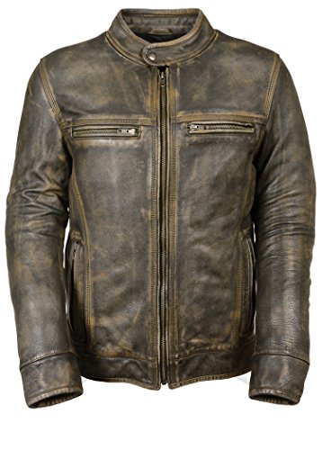 Milwaukee Men's Distressed Scooter Jacket (Brown, Medium)