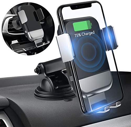 Wireless Car Charger Mount,JIALEBI Automatic Clamping Qi 10W 7.5W Fast Charging 5W Car Mount, Windshield Dashboard Air Vent Phone Holder Compatible with iPhone Xs Max XR 8 Samsung S10 S9 S8 Note 9