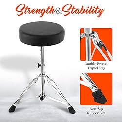 Pyle Adjustable Drum Throne Stool-Portable with