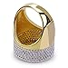 TOPGRILLZ 23mm 14K Gold Plated Round Fully Iced Out CZ Lab Simulated Diamond Bling Band Style Pinky Ring for Men Hip Hop