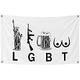 Liberty Beer Guns Tits - Funny Tapestry Cool Wall Single Sided Flags for Decor College Dorm Room Guys or for Student Bedroom and Man Cave - LGBT - 3x5 Feet Polyester Titties flag with 4 Brass Grommets