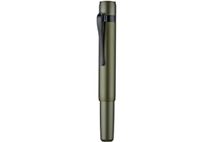 HONG DIAN M2 Black Forest Mini Fountain Pen, Extra Fine Soft Nib & Sleek Shape Aluminium Short Pocket Travel Pen (Army Green)