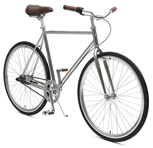 Critical Cycles Diamond 3-Speed City Coaster Commuter Bicycle, Chrome, 49cm/Small