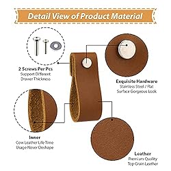LazaKay Leather Drawer Pulls - 8 Pcs Leather