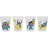 Disney Lilo & Stitch Beach Day 1.5-Ounce Mini Glass Cups, Set of 4 | Whiskey Shot Glasses, Home Barware For Liquor and Beverages, Kitchen Decor Essentials | Cute Kawaii Gifts And Collectibles