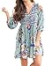 Chuanqi Womens Summer Boho Floral Dresses Casual 3/4 Sleeve Midi T Shirt Dress
