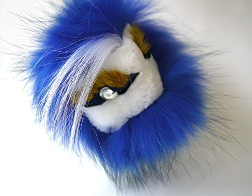 Monster Plush Doll Fluffy Fox Fur Pom Pom Ball Keychain Keyring / Bag Charm (Blue Bug)