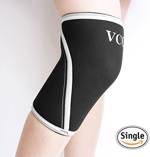 VCOO Knee Brace 7mm Neoprene Breathable Compression Knee Support Sleeve Perfect Fit for Running, Athletics, Arthritis, Jogging, Hiking, Sports, Recovery Relief for Joint Pains (Single)