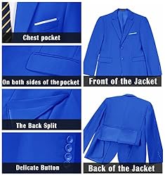Datysum Slim Fit Suit for Men 2 Piece Royal Blue