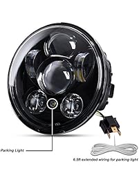 Liteway 5-3/4" 5.75" Round LED Projection Daymaker Headlight for Harley Davidson Motorcycles Black 9 pcs Bulb, 2 Years Warranty