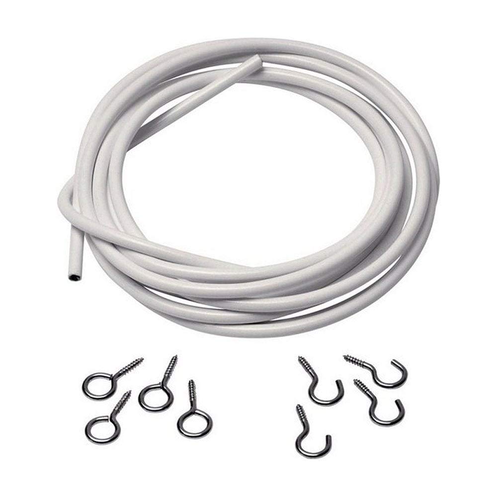 The Bead Shop White Net Curtain Hanging Wire/4 Hook & Eye Set Window The Bead Shop White Net Curtain Hanging Wire/4 Hook & Eye Set Window