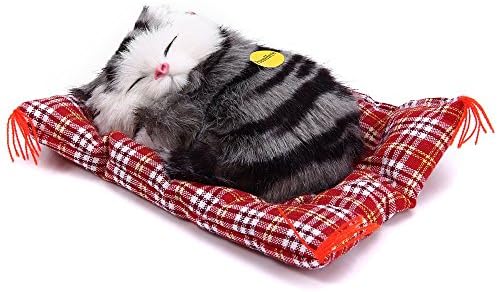 HY7 Creative Sleeping Cat Plush Stuffed Toy Press Simulation Sound Animal Doll