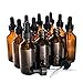 (12 Pack) 2 oz. Amber Boston Round with Black Glass Dropper