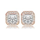 AnaZoz Jewelry 18K Gold Plated Square Stud Earring Rose Gold Plate/Platinum Plated SWA Elements Austrian Crystals Earrings