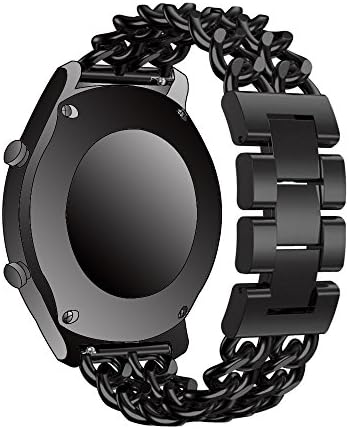SOWELL for Gear S3 Frontier / Classic Watch Band, Chain Desigh Solid Stainless Steel Metal Replacement Bracelet Strap for Samsung Gear S3 Frontier / S3 Classic Smart Watch 6.3"-8.1" (Black)