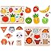 iPlay, iLearn Kids Wooden Peg Puzzles Play Set, Fruit Animals Shapes Knob Board, Learning Jigsaw, Preschool Gift, Educational, Development Toys for 1, 2, 3, 4 Year Olds Toddlers, Baby, Boys, Girls