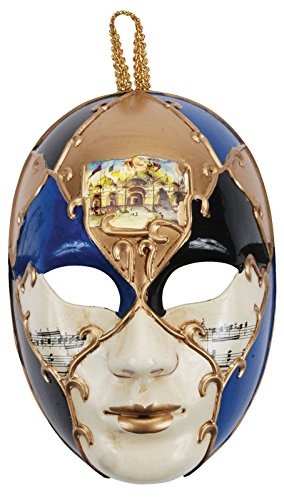 Loftus International Music Notes Full Face Masquerade Venetian Mask, Blue/Gold, One Size