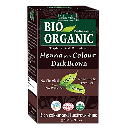 Indus Valley Bio Organic Natural Henna Powder For Hair Dye Dark Brown- 3.5 Oz