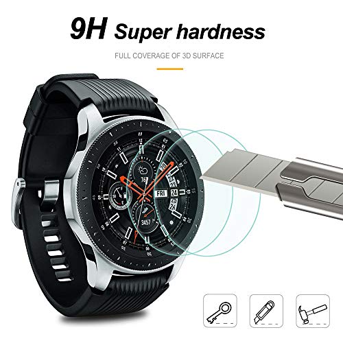 (4 Pack) Galaxy Watch 46mm HD Screen Protector, Protective Film [3D Curved] [Case Friendly] [Anti-Scratch] 9H Hardness Tempered Glass Screen Protector,for Samsung Galaxy Watch 46mm - Thumbnail 2