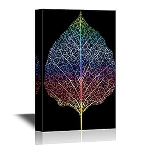 Floral Canvas Wall Art - Colorful Leaf Skeleton - Gallery Wrap Modern Home Art | Ready to Hang - 12x18 inches