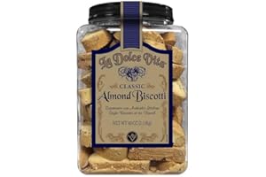 KD CHOCOLATES La Dolce Vita Almond Biscotti Jar- 40oz of Biscotti Italian Cookies - Italian Biscotti Cookies - Biscotti Jar - Biscotti Packed California Whole Almonds