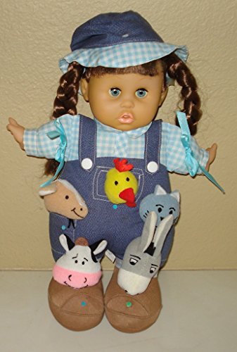 Patti and Barnyard Friends Talking Doll With Rooster, Kitty, Donkey, Cow and Billy Goat - 14 Inches