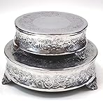 Home Essentials Decoration 12112 Wedding Party Aluminum Cake Stand For Stylist Host, 13.5 x 3.5 Inches, Silver