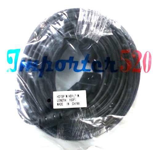 Importer520 HD15 Male to Male VGA Video Cable for TV Computer Monitor (25Ft, Black Conntector) - Thumbnail 2