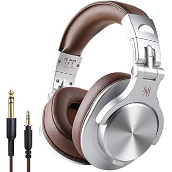 OneOdio A70 Bluetooth Over Ear Headphones, Studio Headphones with Shareport, Foldable, Wired and Wireless Professional Recording Headphones with Stereo Sound for Electric Drum Piano Guitar (Silver)