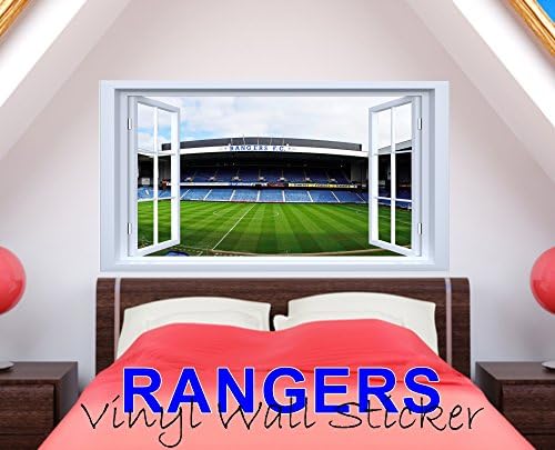 RANGERS 3D window IBROX STADIUM VIEW SCENE WALL ART DECAL sticker BOYS FOOTBALL (EXTRA LARGE 1100MM X 600MM)