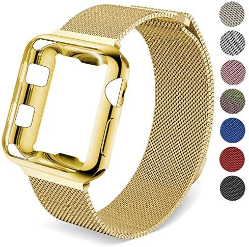 iTerk Soft Flexible Plated TPU Anti-Scratch Screen Protector All-Around Protective Iwatch Case Stainless Steel Band Compatible Apple Watch Series 4 Series 3 Series 2 Series 1 38mm 40mm 42mm 44mm