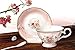 ufengkeEuropean Fashion Roses Bone China Coffee Cup and Saucer 204ml, Pink