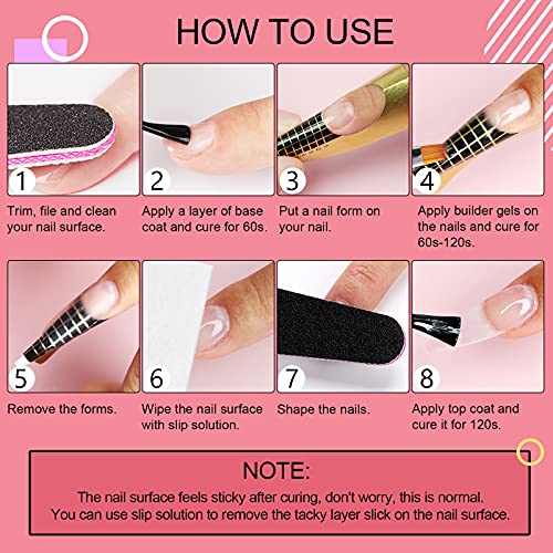 Saviland Building Gel for Gel Nails: 4 Basic Colours Builder Nail Gels Nail Set Clear White Nudes Pink Nail Strengths Gel with Nail Brush Pack of 100 Nail Shapes for Nails Art Supplies
