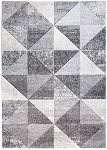 Large Modern Grey Triangle Design Rugs Big Mat Floor Carpet Cheapest Online Runner Rug (67cm x 240cm)