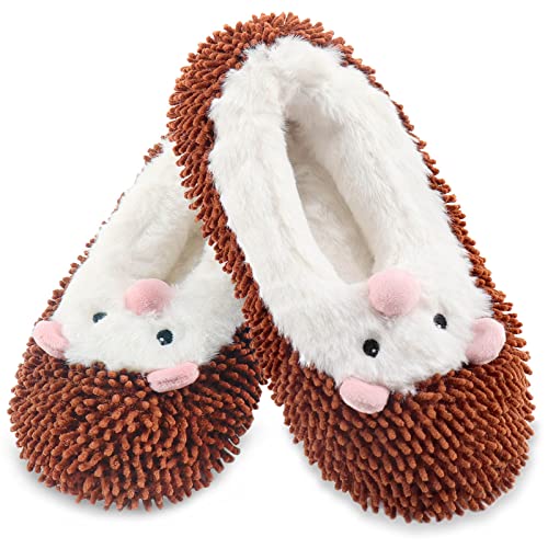 Ibeauti Cute Animal Slippers for Women Fuzzy Hedgehog House Shoes Gripper Sole Winter Home Wear