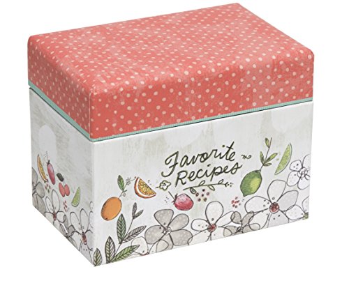 C.R. Gibson Colorful Patterned Recipe File Box, Includes 12 Tabbed Divider Cards, With 40 Coordinating 4" x 6" Recipe Cards - Fruit Fusion