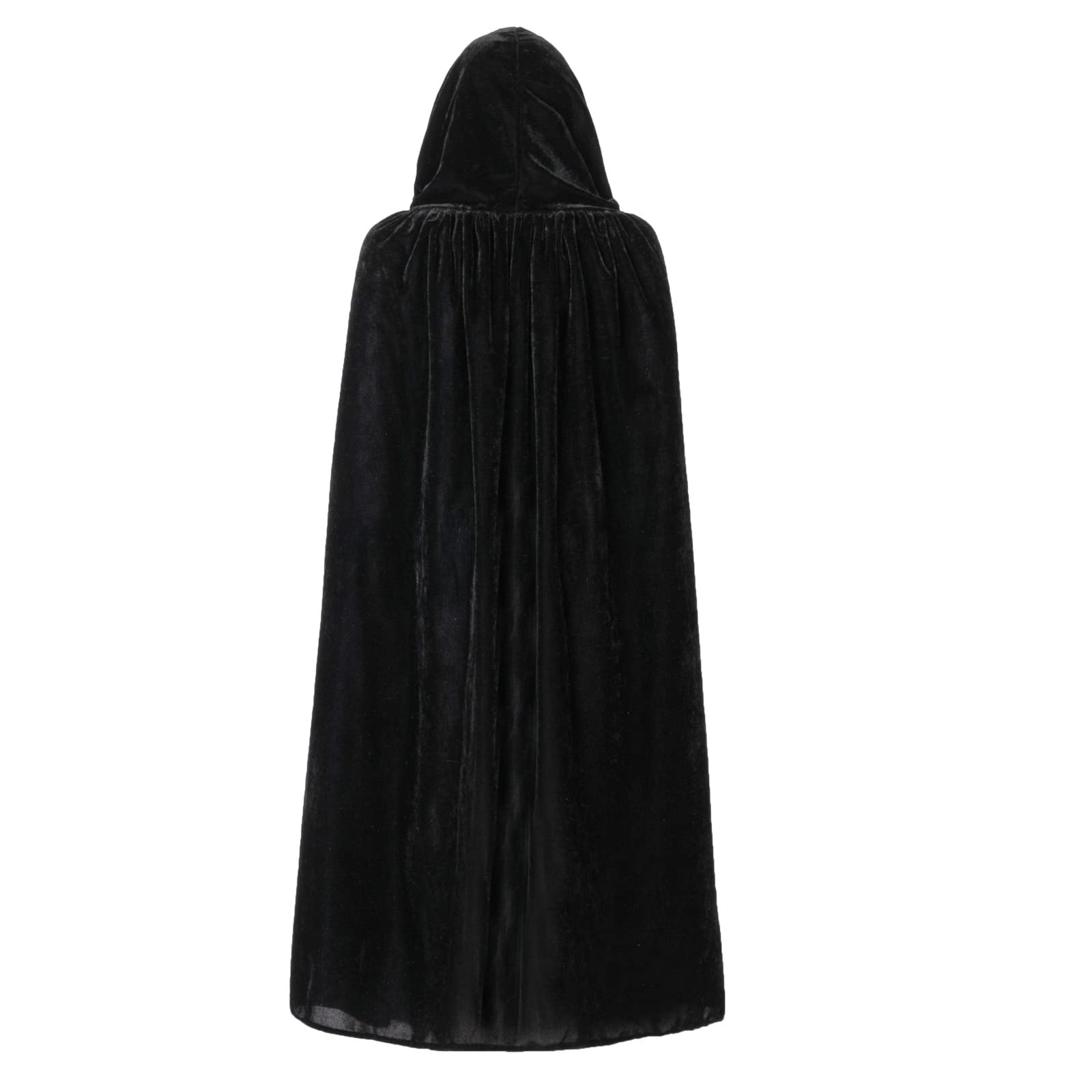 LVERSE Kids Cape with Hood, 100cm Halloween Costume Velvet Cloak for Boys and Girls Cosplay (Black)