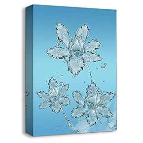 Canvas Wall Art Water Theme Flower Painting Artwork for Home Prints Framed - 12x18 inches