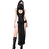 Women's Streetwear Rave Outfits High Slit Off Shoulder Hooded Dress Sexy Plunging Neckline Rave Swimsuit Cover Ups