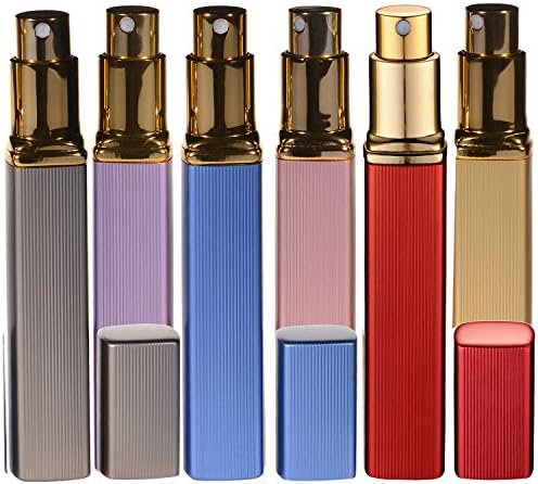 Cecathlon Travel Refillable Perfume Atomizer Bottle Spray, Aluminum 12ml, Empty Spray Scent Pump Case (Set Of 6)