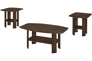 Monarch Specialties I 7872P Table Set, 3pcs Set, Coffee, End, Side, Accent, Living Room, Laminate, Walnut, Transitional